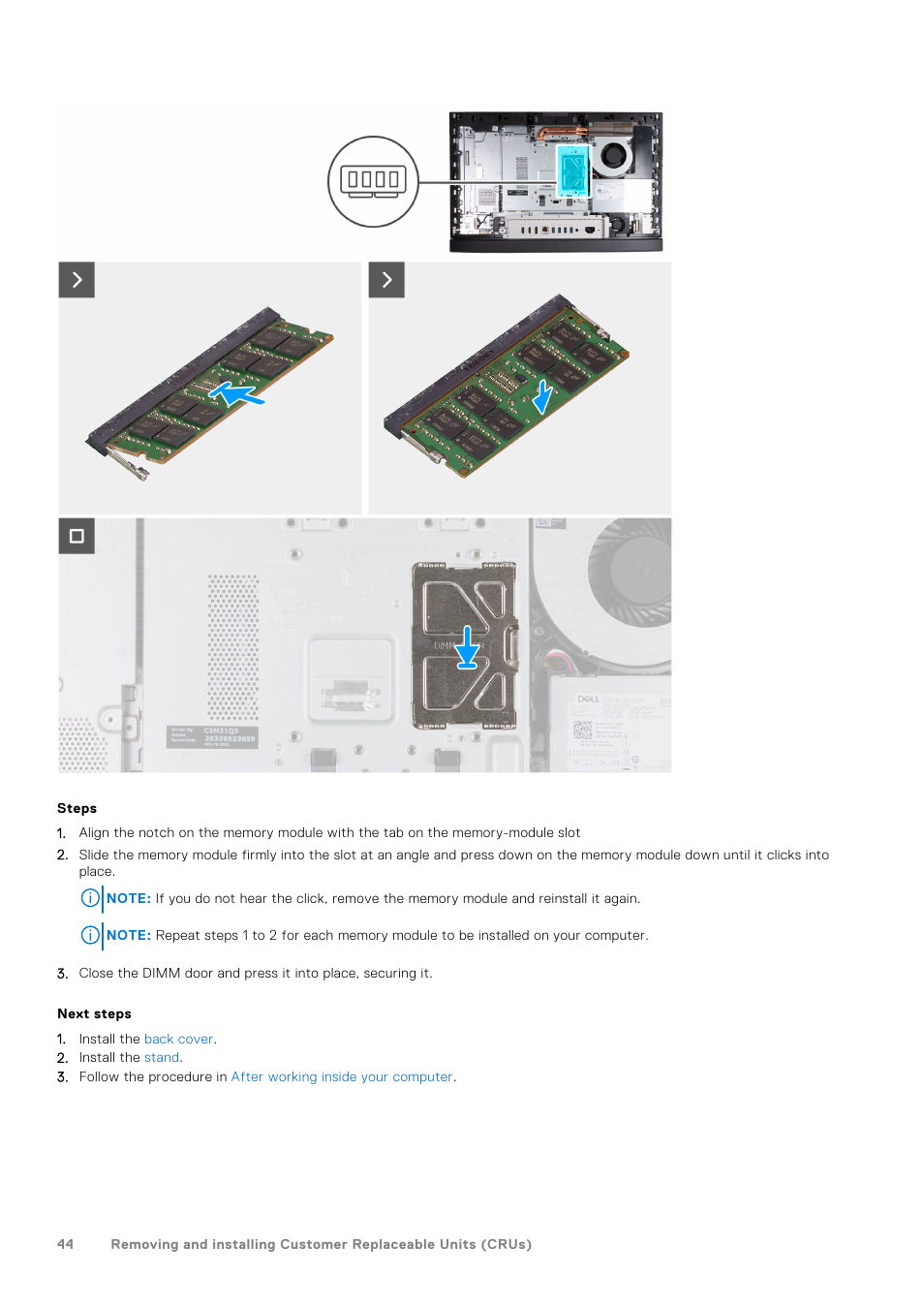 Dell 23.8" OptiPlex 7410 All-in-One Desktop Computer (Gray) User Manual | Page 44 / 129