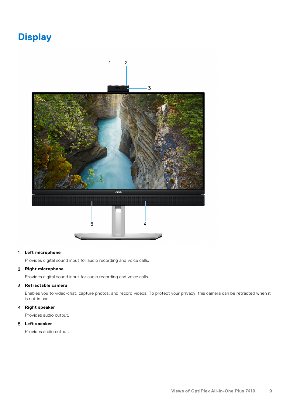 Display | Dell 23.8" OptiPlex 7410 All-in-One Desktop Computer (Gray) User Manual | Page 9 / 129