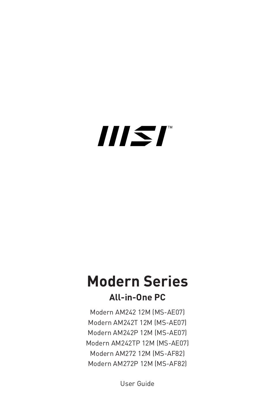 MSI 27" Modern AM272P All-in-One Desktop Computer (Black) User Manual | 49 pages