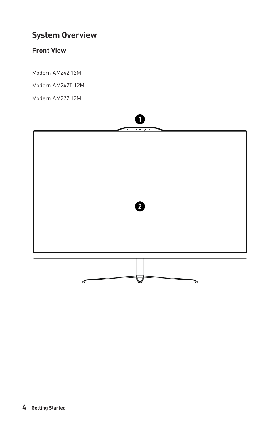 System overview | MSI 27" Modern AM272P All-in-One Desktop Computer (Black) User Manual | Page 4 / 49
