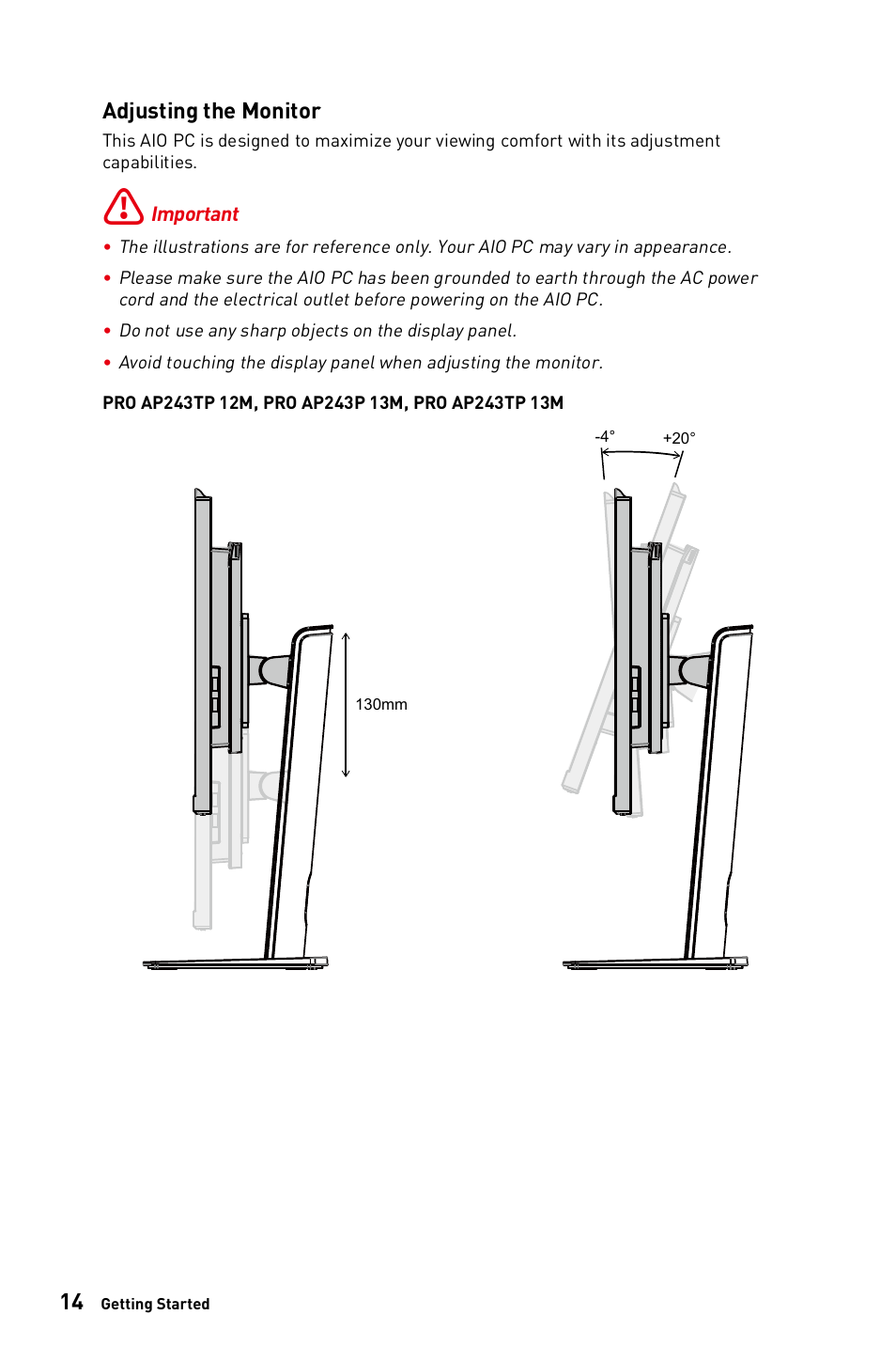 MSI 23.8" PRO AP243TP 12M Multi-Touch All-in-One Desktop Computer User Manual | Page 14 / 42