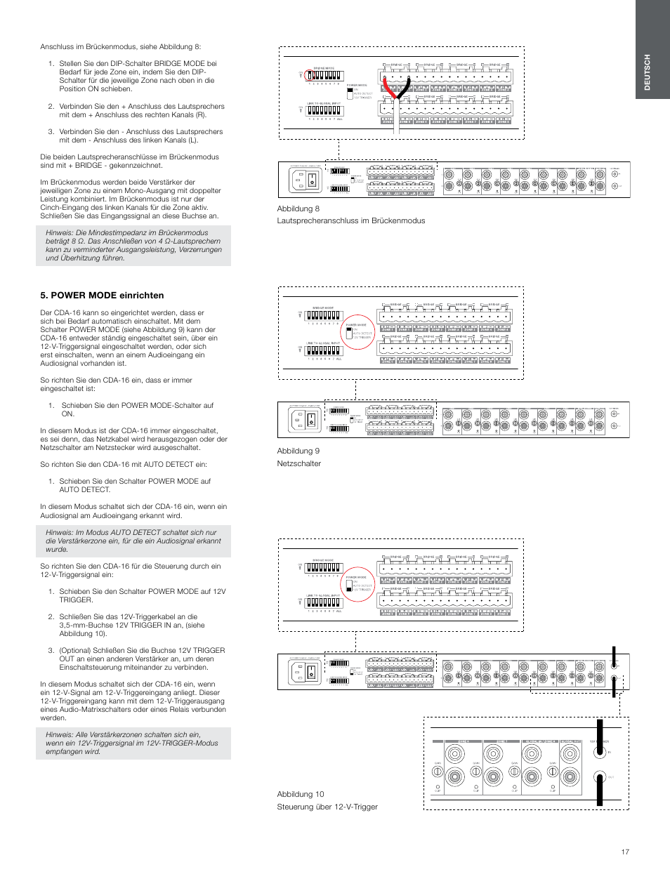 Power mode einrichten | Bowers & Wilkins CDA-16 16-Channel 8 Zone Distribution Amplifier User Manual | Page 17 / 73