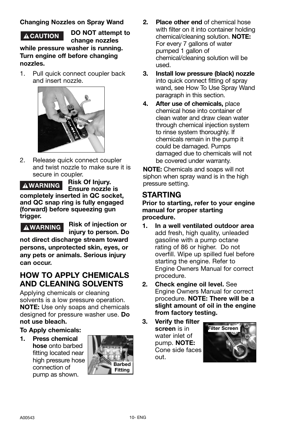 Starting, How to apply chemicals and cleaning solvents | Delta A00543 User Manual | Page 10 / 16