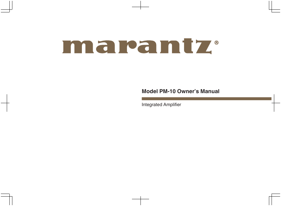 Marantz PM-10 Stereo 200W Power Amplifier (Black) User Manual | 32 pages