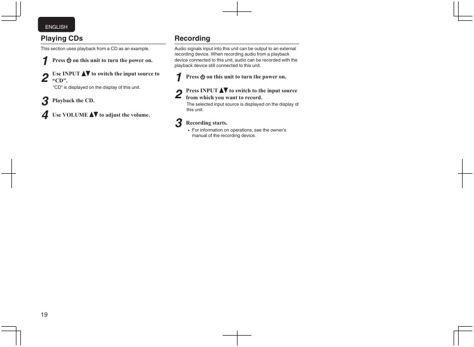 Playing cds recording | Marantz PM-10 Stereo 200W Power Amplifier (Black) User Manual | Page 20 / 32