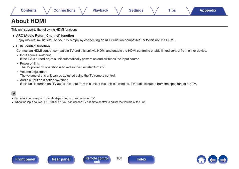 About hdmi, Refer to “about hdmi, P. 101) for more information about the | Marantz MODEL 40n Stereo 140W Integrated Amplifier (Black) User Manual | Page 101 / 114