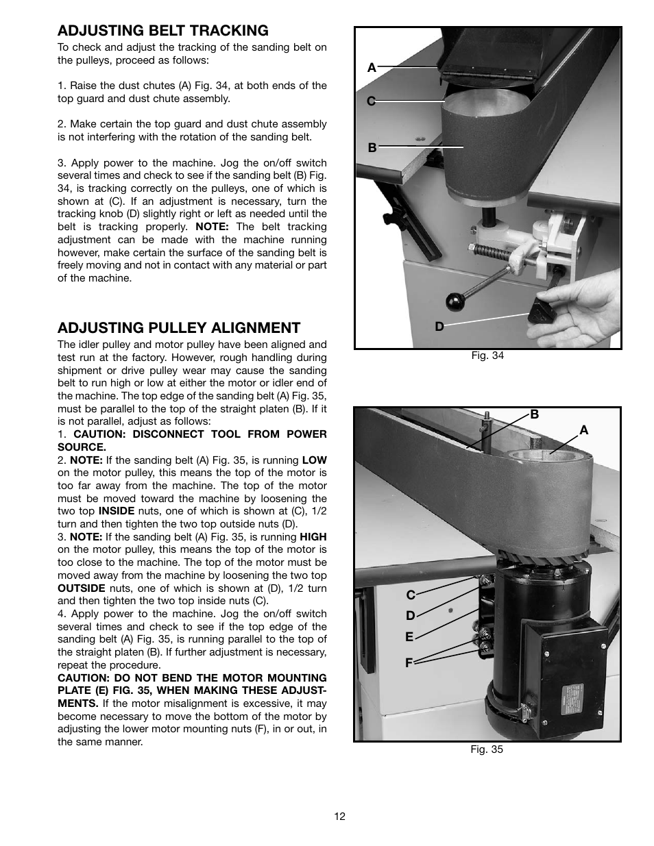 Adjusting belt tracking, Adjusting pulley alignment | Delta 31-392 User Manual | Page 12 / 16