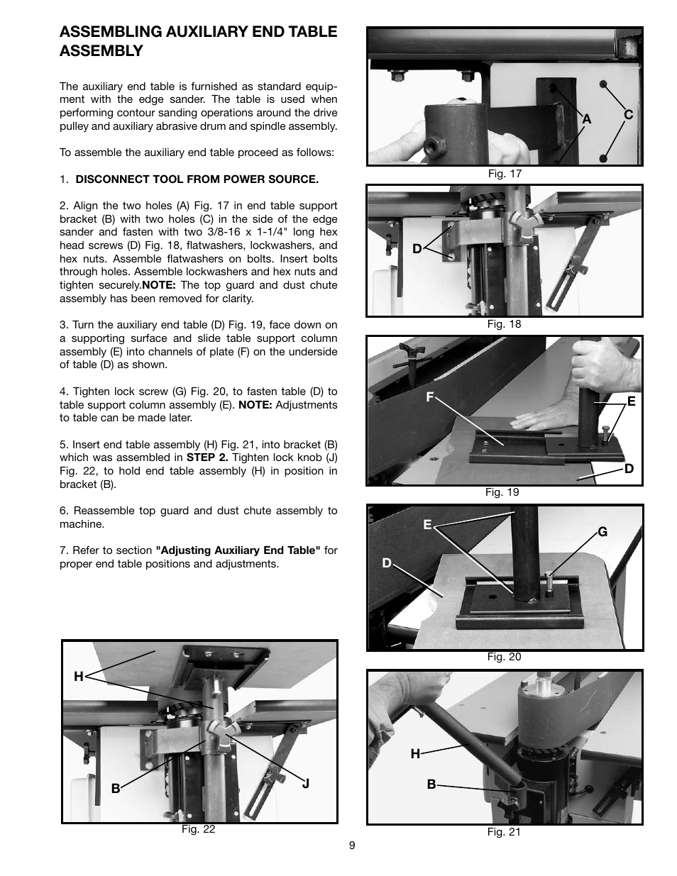 Assembling auxiliary end table assembly | Delta 31-392 User Manual | Page 9 / 16