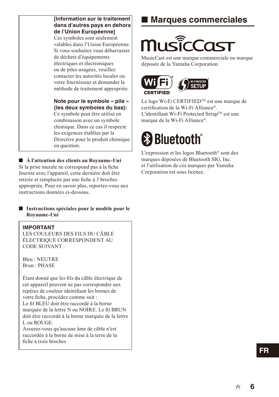 Marques commerciales | Yamaha WXA-50 MusicCast Wireless Streaming Amplifier (Dark Silver) User Manual | Page 23 / 52