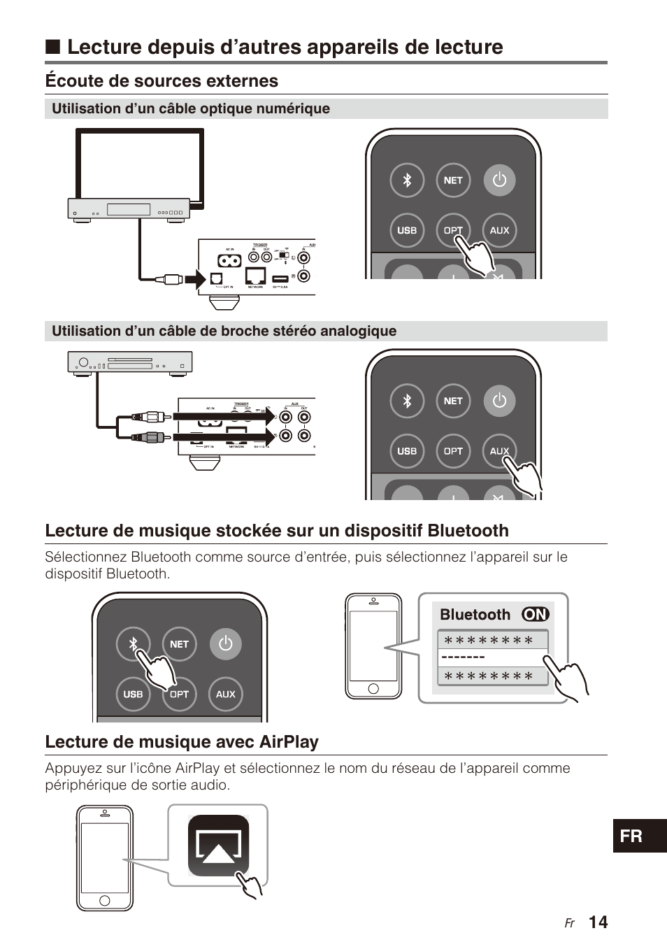 Lecture depuis d’autres appareils de lecture | Yamaha WXA-50 MusicCast Wireless Streaming Amplifier (Dark Silver) User Manual | Page 31 / 52