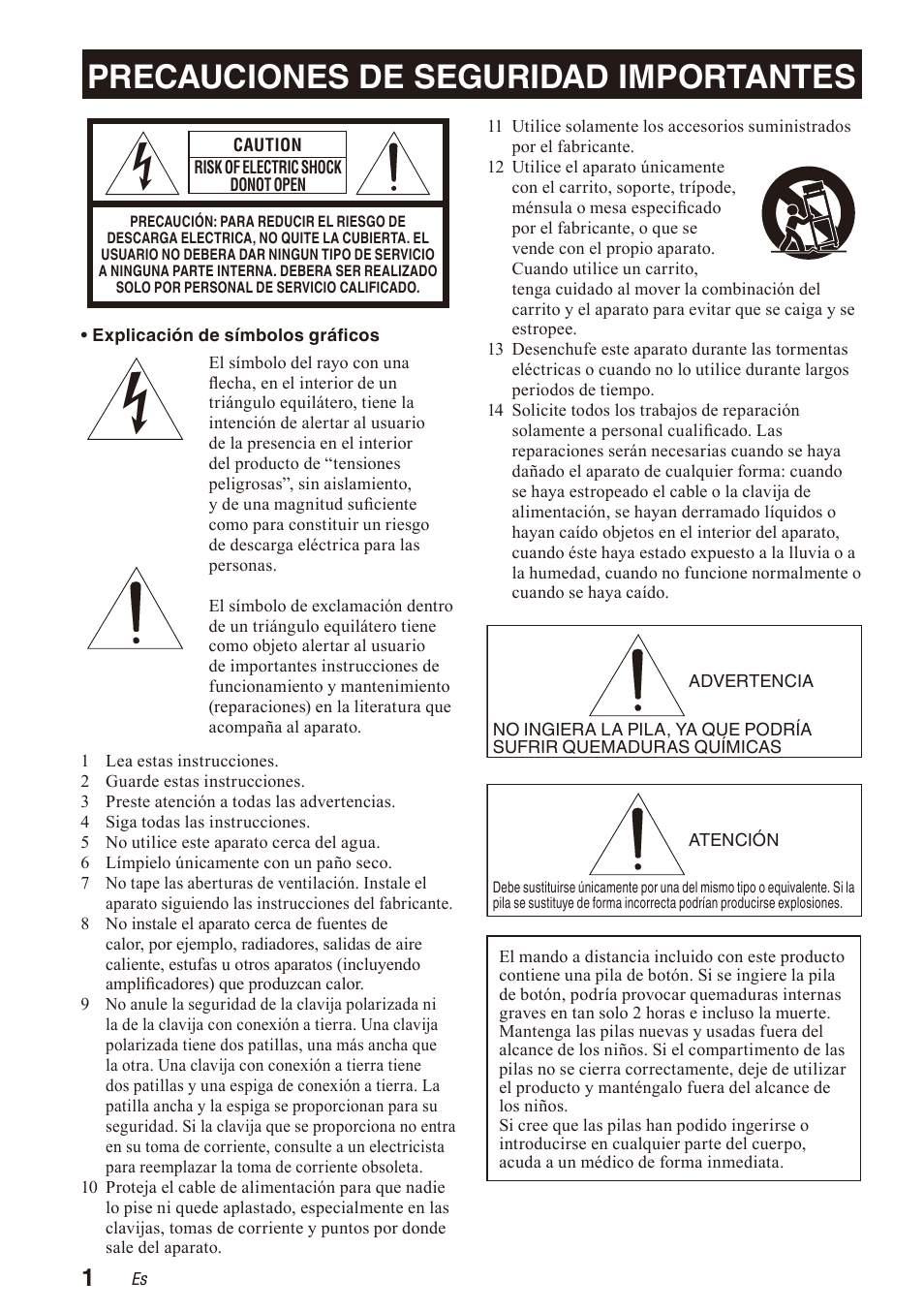 Precauciones de seguridad importantes | Yamaha WXA-50 MusicCast Wireless Streaming Amplifier (Dark Silver) User Manual | Page 34 / 52