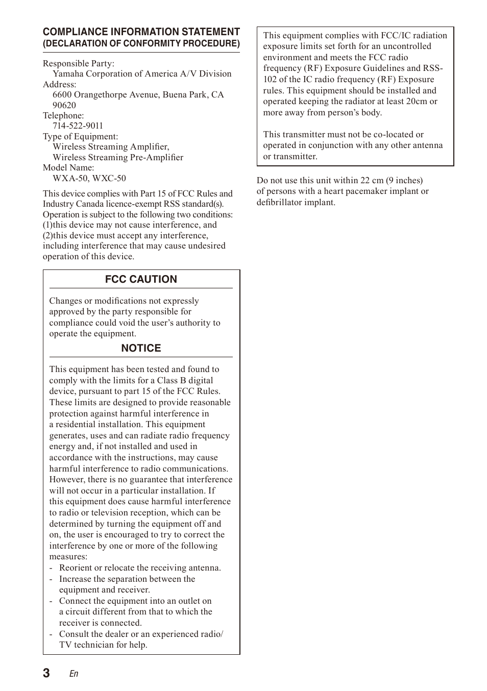 Yamaha WXA-50 MusicCast Wireless Streaming Amplifier (Dark Silver) User Manual | Page 4 / 52