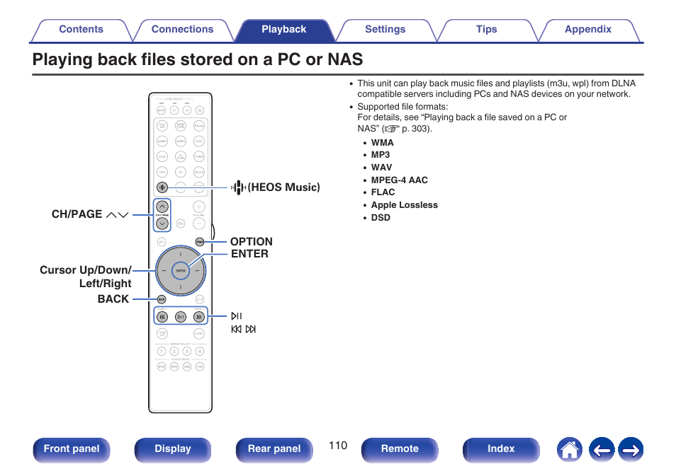 Playing back files stored on a pc or nas, Pk j | Marantz AV 10 Reference 15.4-Channel Home Theater Preamplifier/Processor User Manual | Page 110 / 336