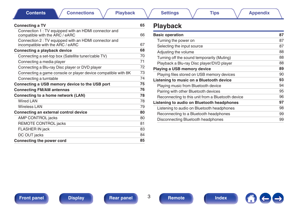 Playback | Marantz AV 10 Reference 15.4-Channel Home Theater Preamplifier/Processor User Manual | Page 3 / 336