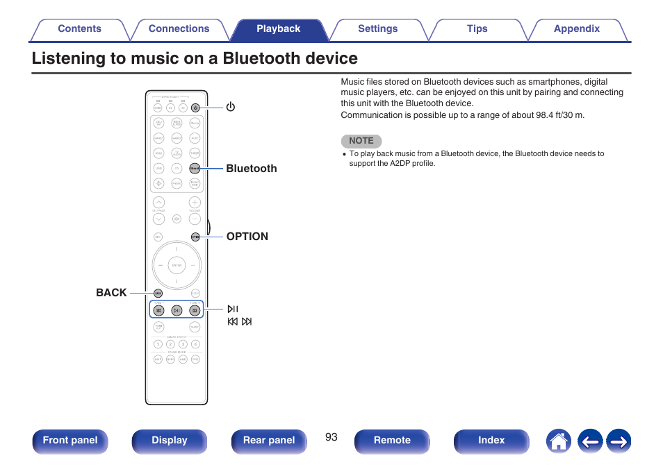 Listening to music on a bluetooth device, P. 93) | Marantz AV 10 Reference 15.4-Channel Home Theater Preamplifier/Processor User Manual | Page 93 / 336