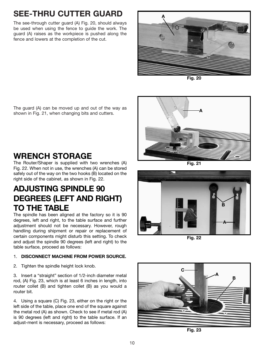 See-thru cutter guard, Wrench storage | Delta 902118 43-505 User Manual | Page 10 / 18