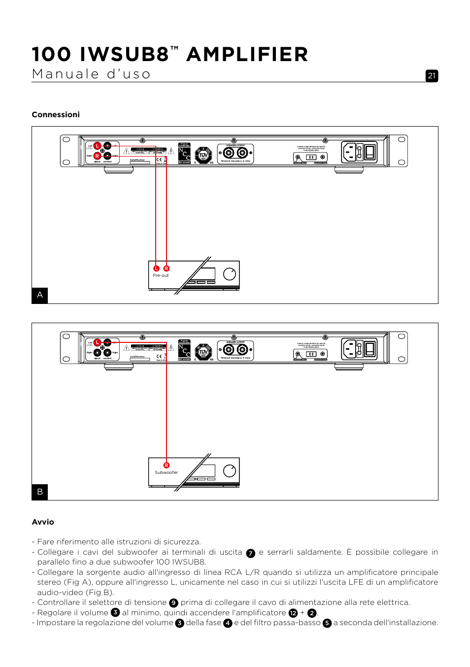 100 iwsub8, Amplifier | Focal 100 IWSUB8 Amplifier User Manual | Page 21 / 67