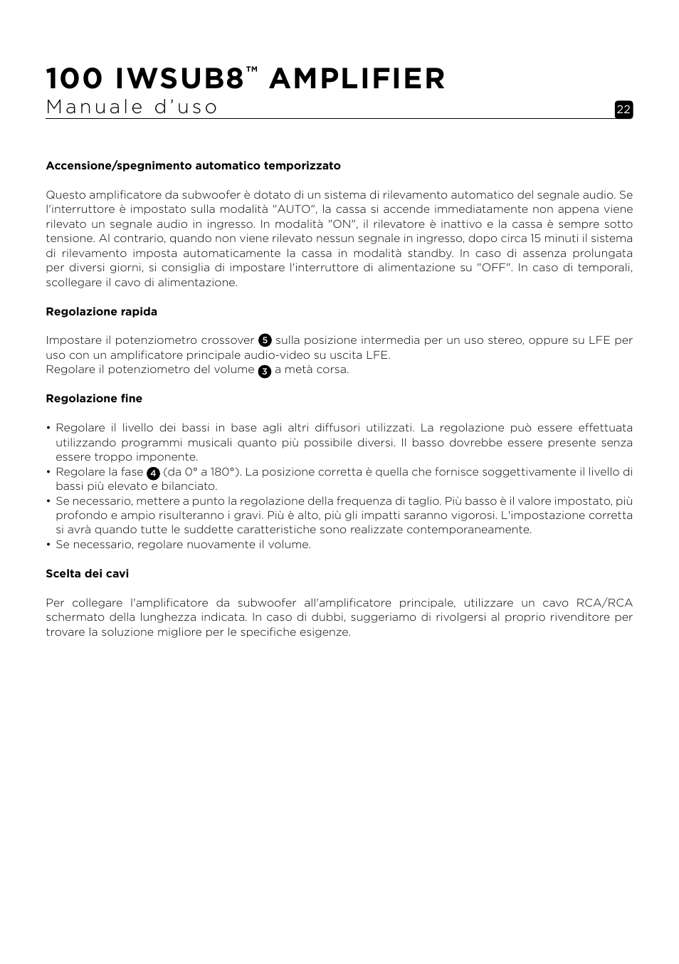 100 iwsub8, Amplifier | Focal 100 IWSUB8 Amplifier User Manual | Page 22 / 67