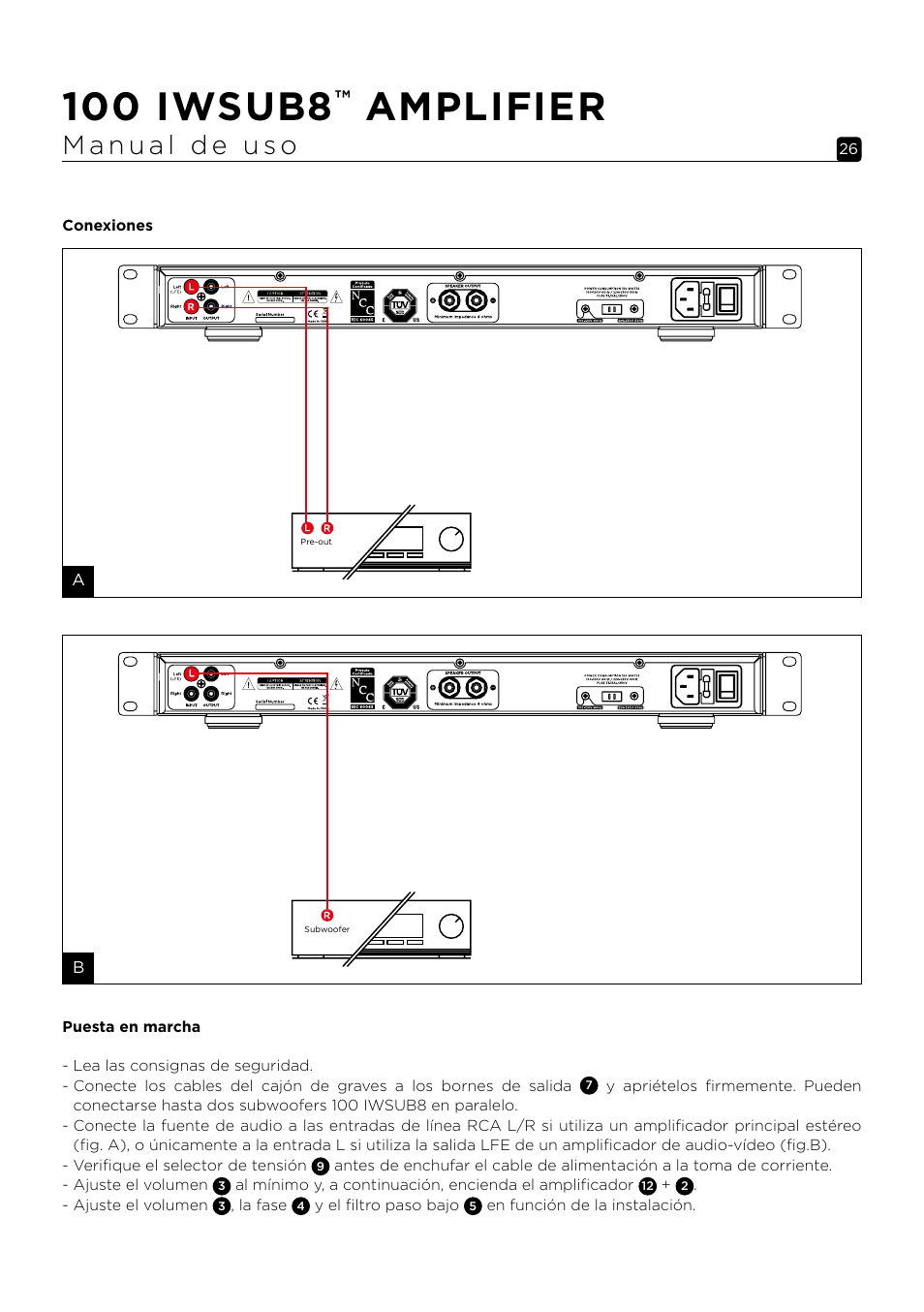 100 iwsub8, Amplifier | Focal 100 IWSUB8 Amplifier User Manual | Page 26 / 67