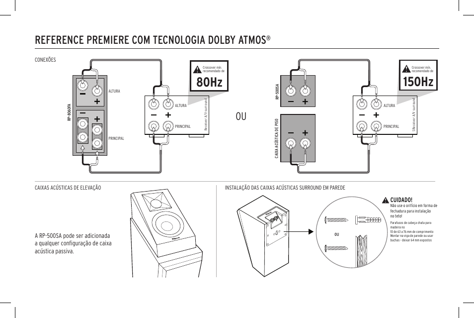 Reference premiere com tecnologia dolby atmos, Cuidado | Klipsch Reference Premiere RP-500SA II Two-Way Dolby Atmos Elevation/Surround Speakers (Ebony, Pair) User Manual | Page 41 / 68