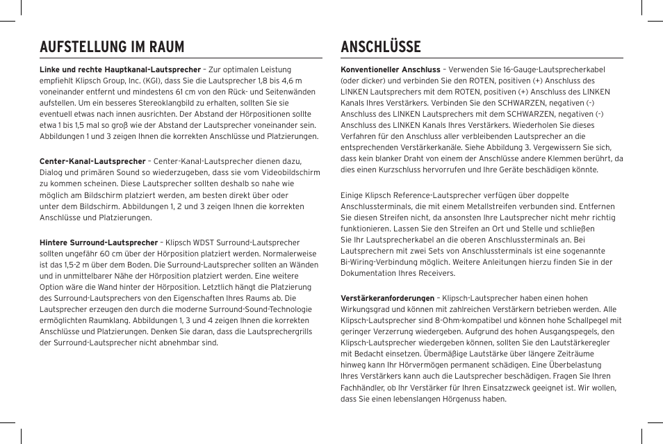 Aufstellung im raum anschlüsse | Klipsch Reference R-40SA Dolby Atmos Add-On Speakers (Pair) User Manual | Page 22 / 48
