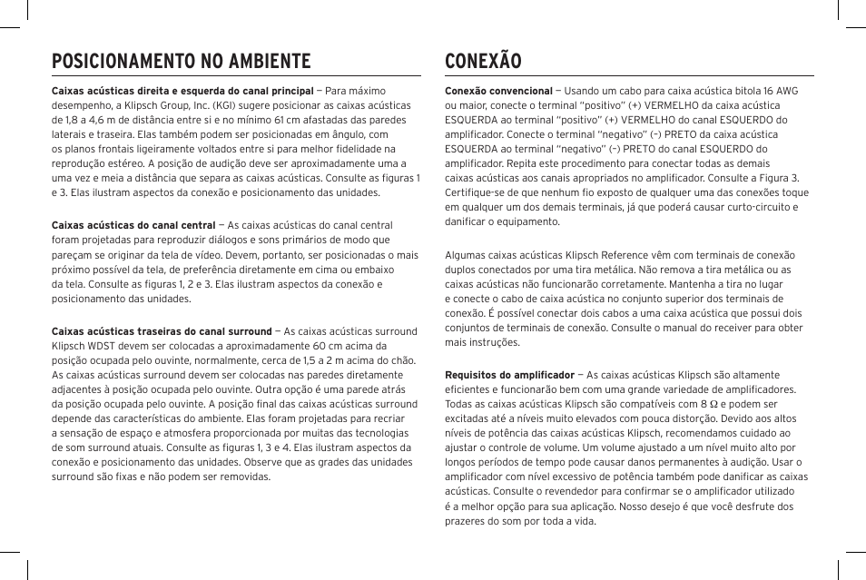 Posicionamento no ambiente conexão | Klipsch Reference R-40SA Dolby Atmos Add-On Speakers (Pair) User Manual | Page 34 / 48