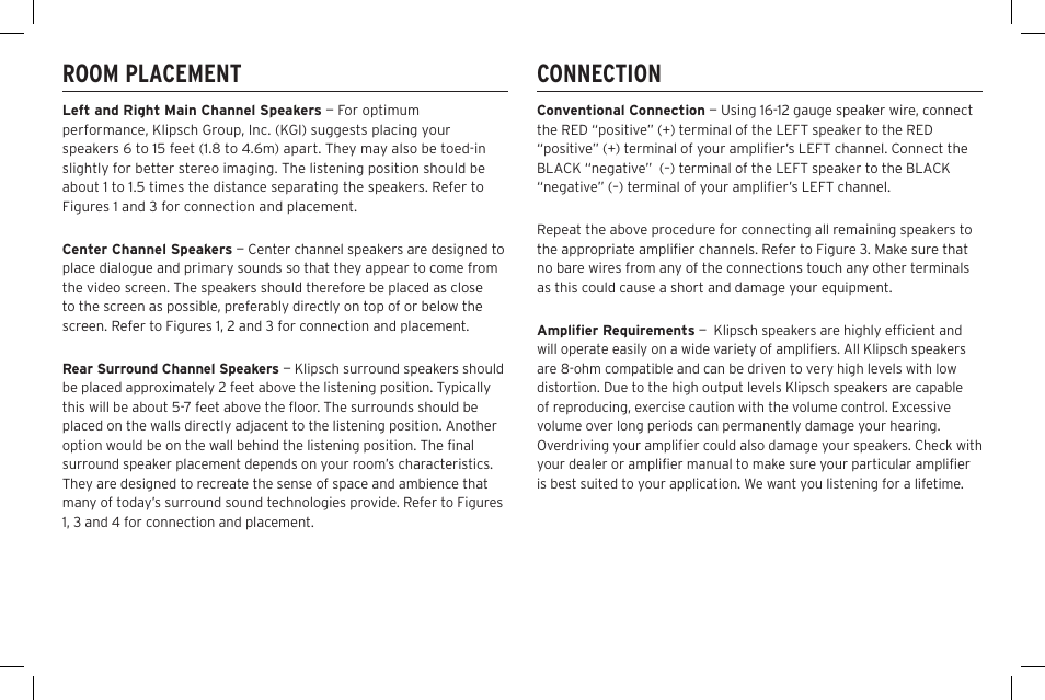 Room placement connection | Klipsch Reference R-40SA Dolby Atmos Add-On Speakers (Pair) User Manual | Page 4 / 48