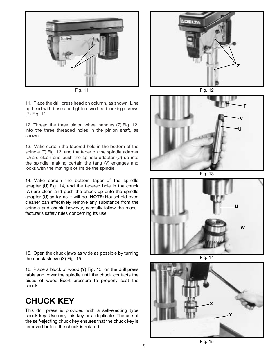 Chuck key | Delta 70-200 User Manual | Page 9 / 17