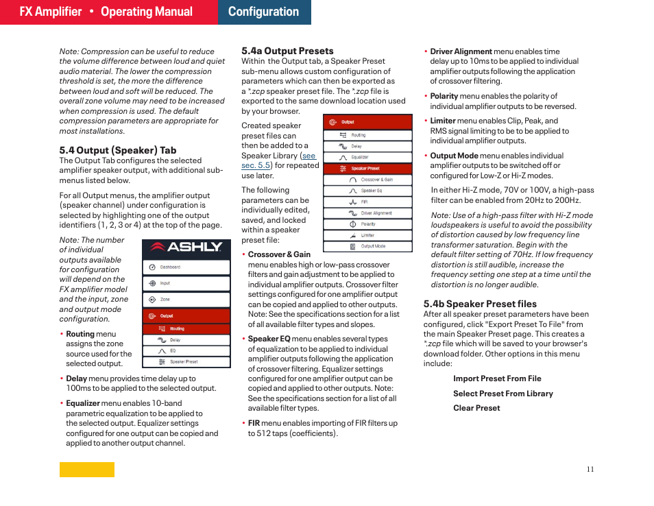Fx amplifier • operating manual, Configuration | Ashly FX60.2 Multipurpose Installation Network Amplifier with DSP (1 RU, 1/2 Rack) User Manual | Page 11 / 23