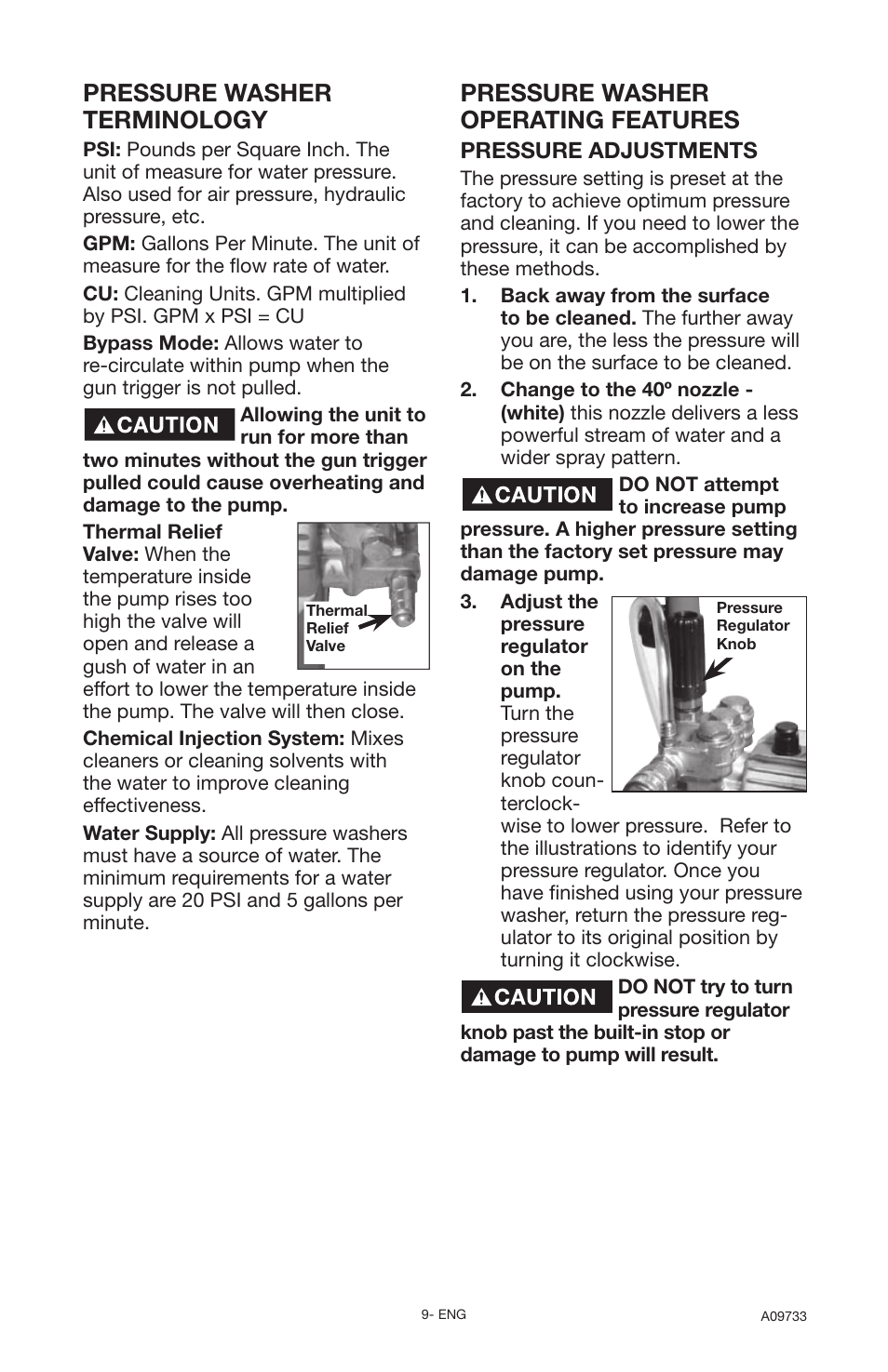 Pressure washer operating features, Pressure washer terminology | Delta A09733 User Manual | Page 9 / 18