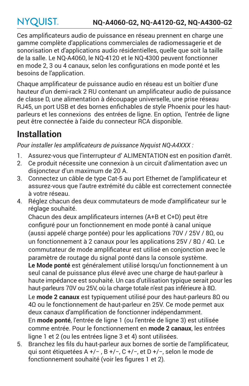 Installation | Bogen Nyquist Networked 4-Channel Power Amplifier (4 x 300W) User Manual | Page 15 / 60