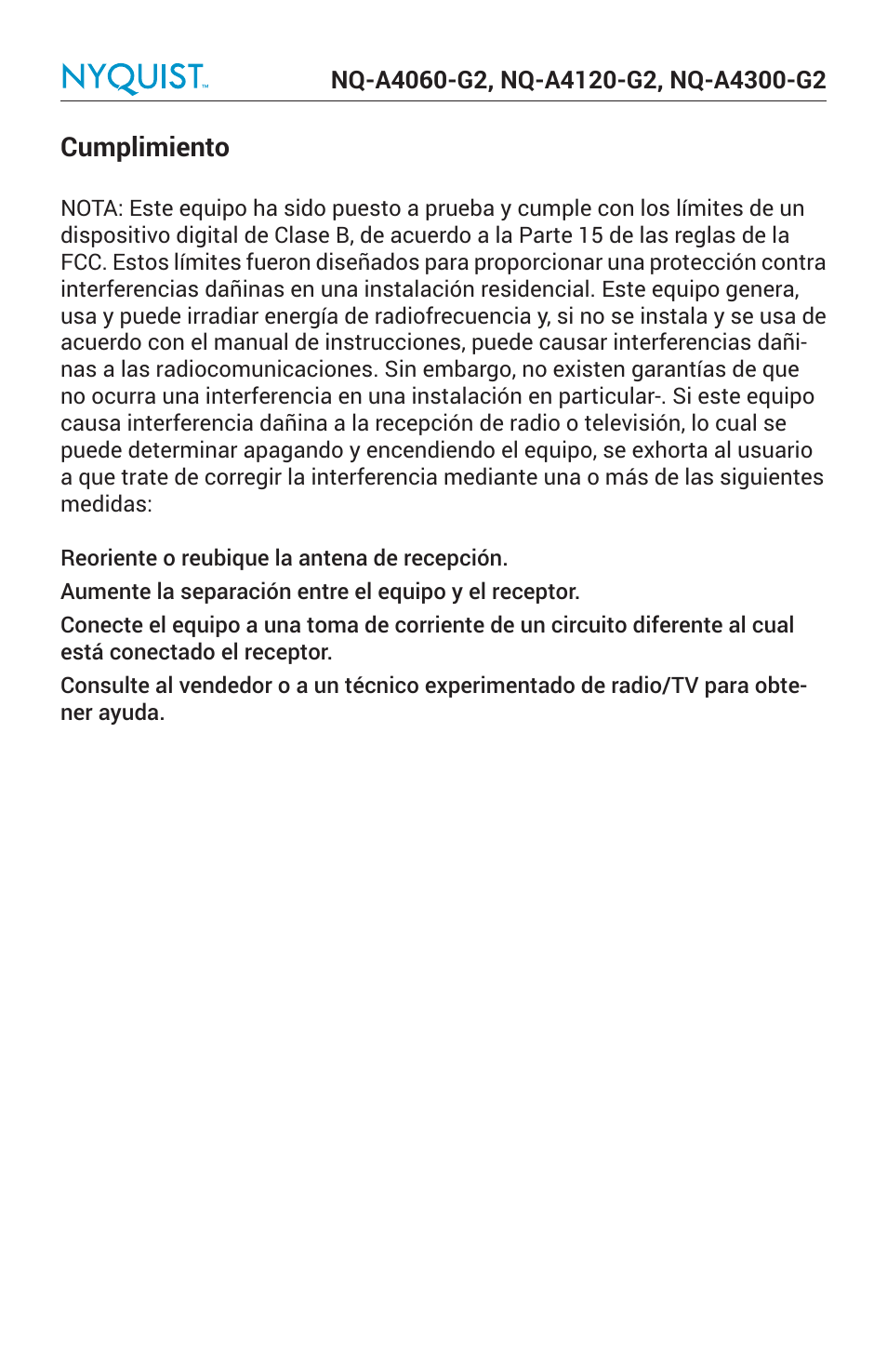 Cumplimiento | Bogen Nyquist Networked 4-Channel Power Amplifier (4 x 300W) User Manual | Page 33 / 60