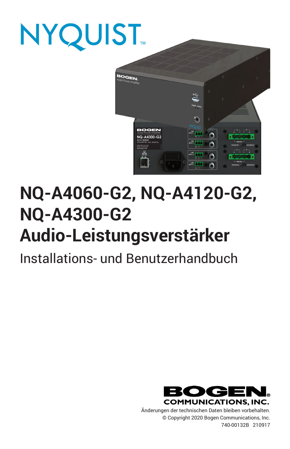 Installations- und benutzerhandbuch | Bogen Nyquist Networked 4-Channel Power Amplifier (4 x 300W) User Manual | Page 37 / 60