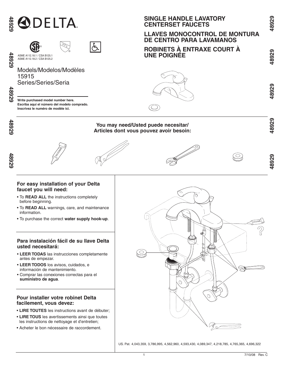 Delta 15915 Series User Manual | 6 pages