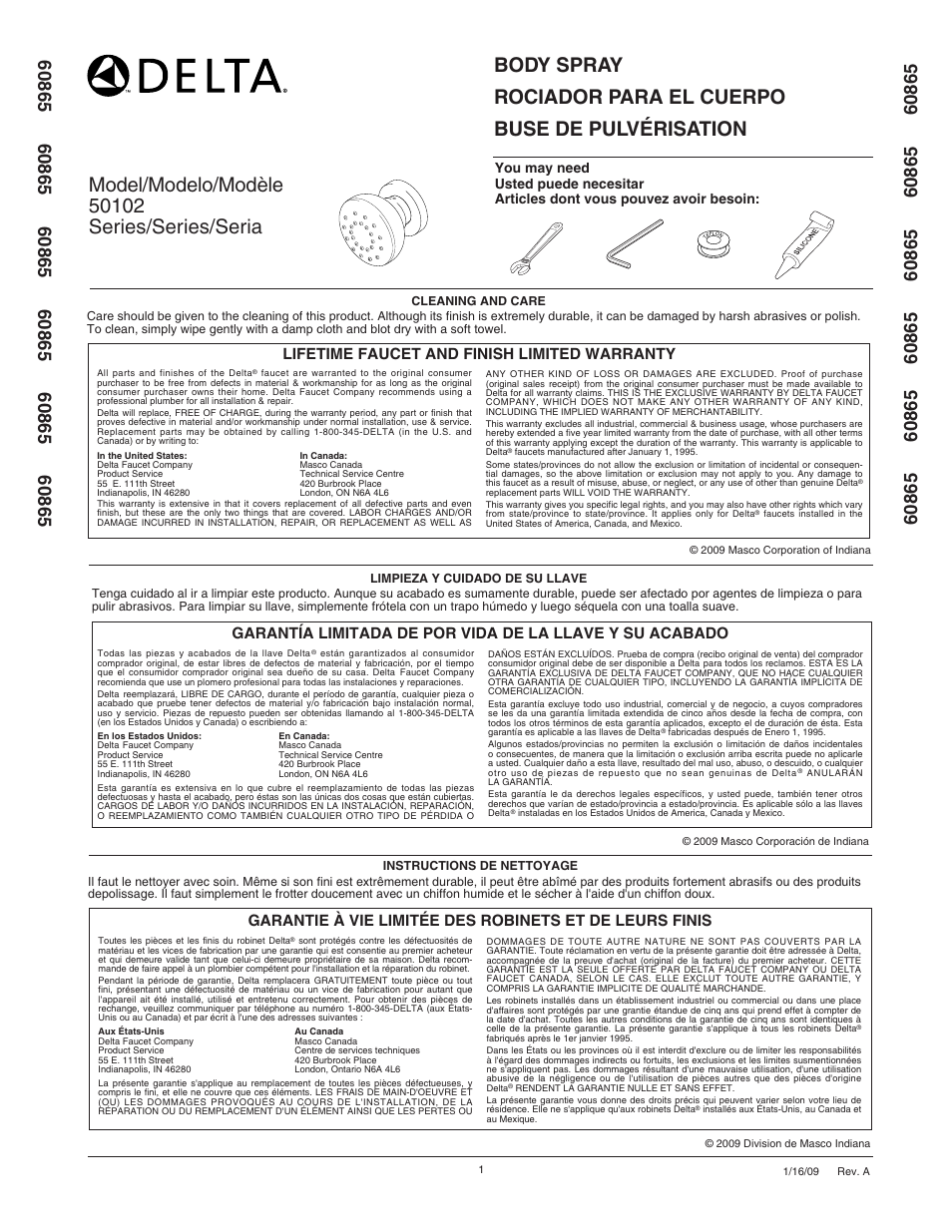 Delta 50102 Series User Manual | 4 pages