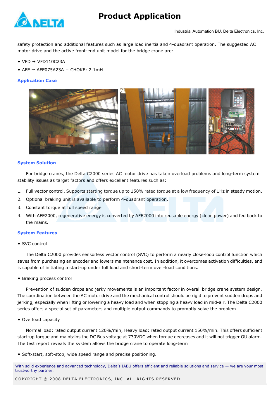 Product application | Delta AFE2000 User Manual | Page 2 / 5