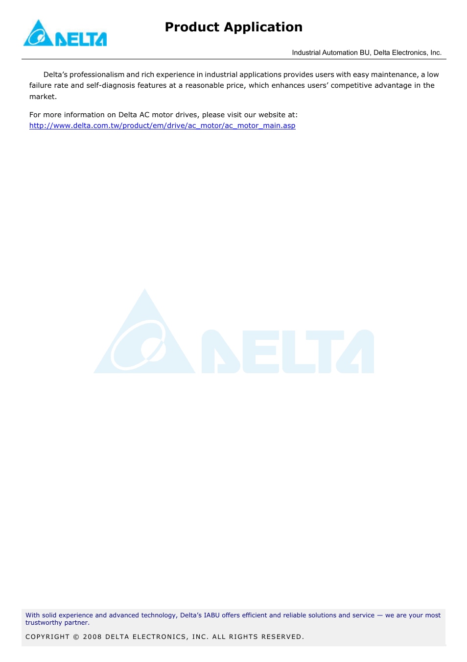 Product application | Delta AFE2000 User Manual | Page 5 / 5