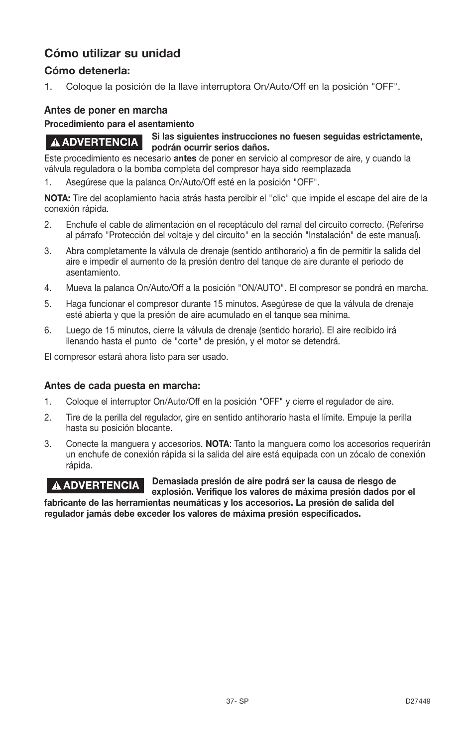 Cómo utilizar su unidad | Delta 66-500-1 User Manual | Page 37 / 72