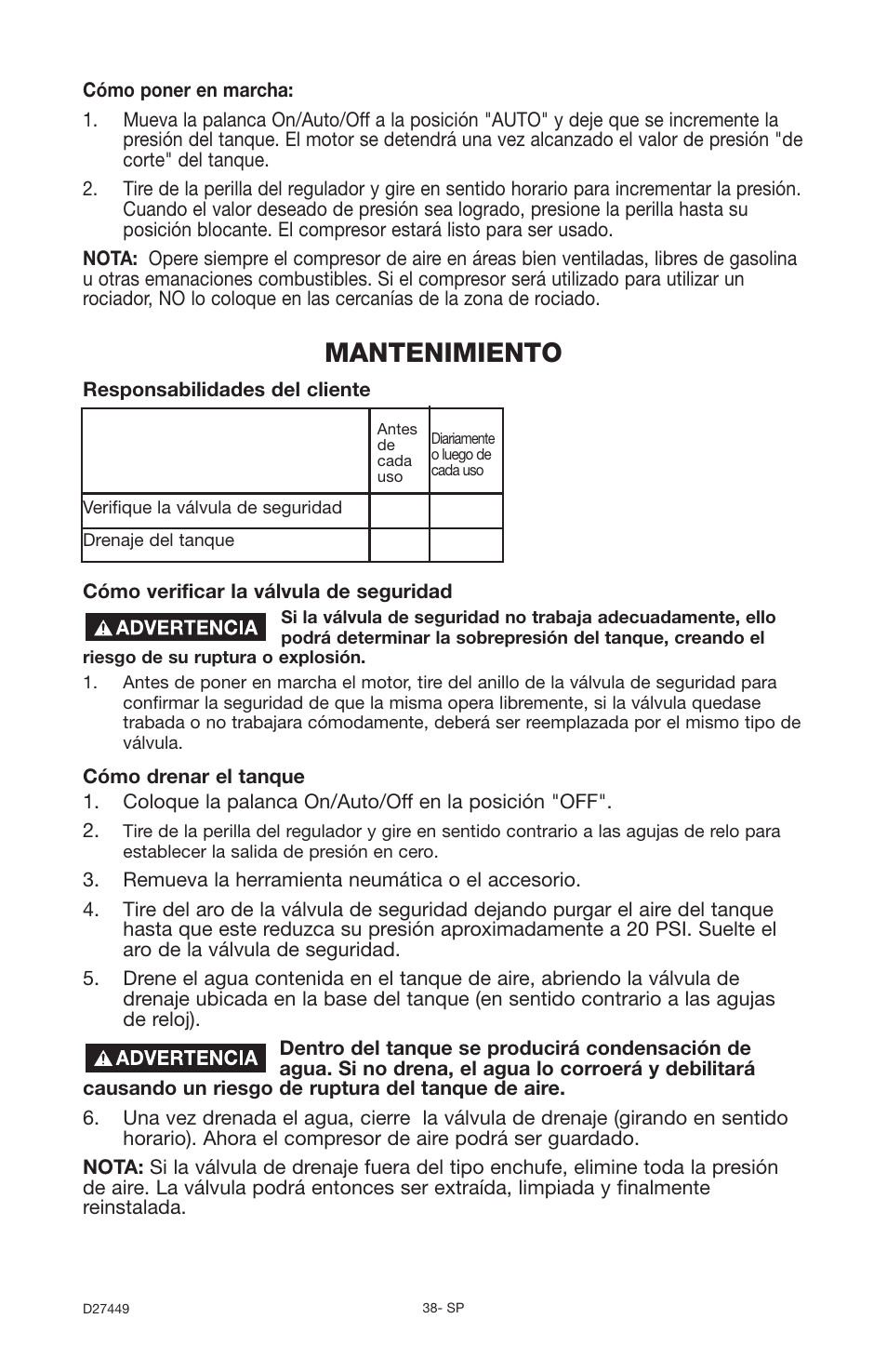 Mantenimiento | Delta 66-500-1 User Manual | Page 38 / 72