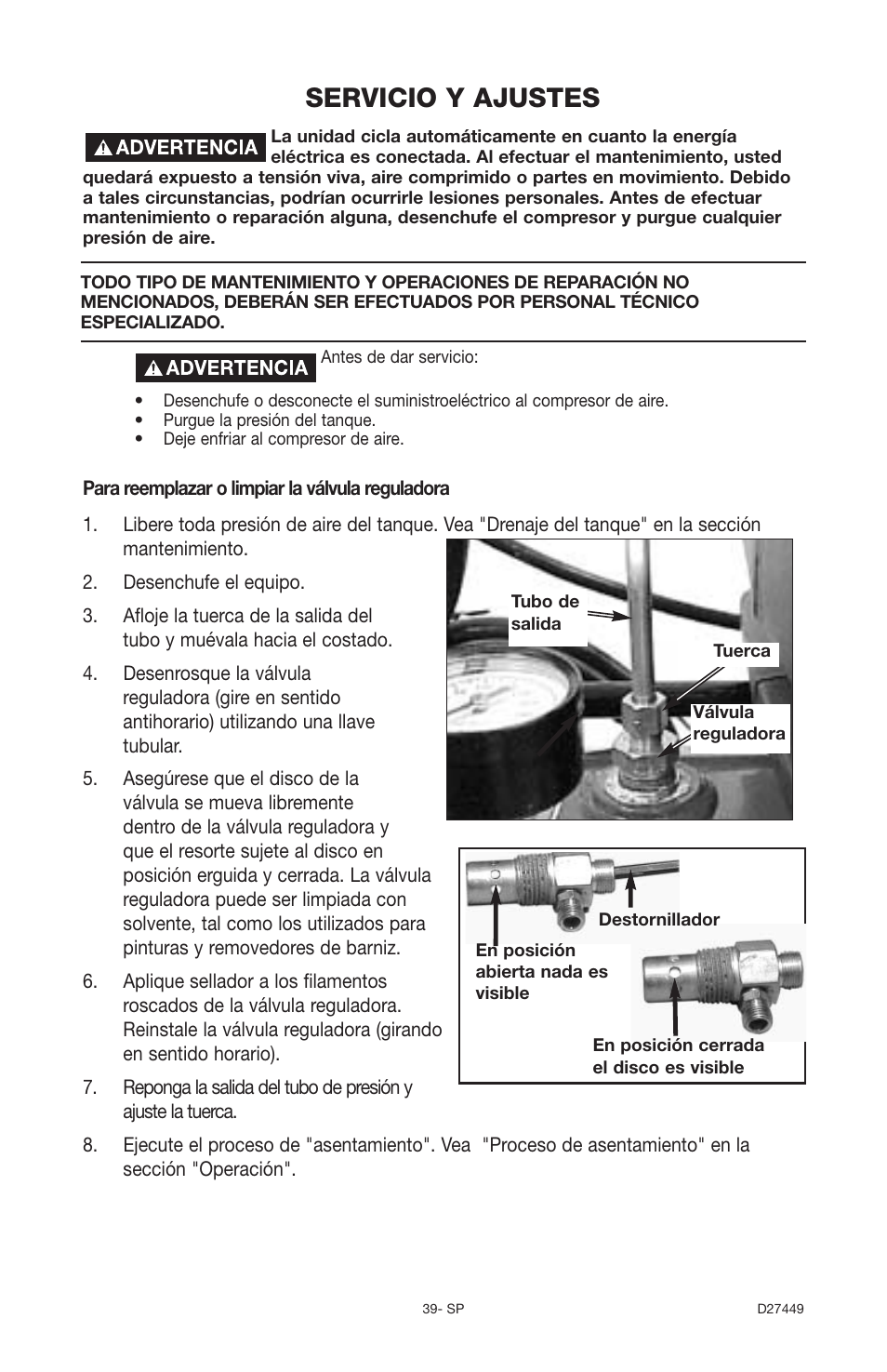 Servicio y ajustes | Delta 66-500-1 User Manual | Page 39 / 72