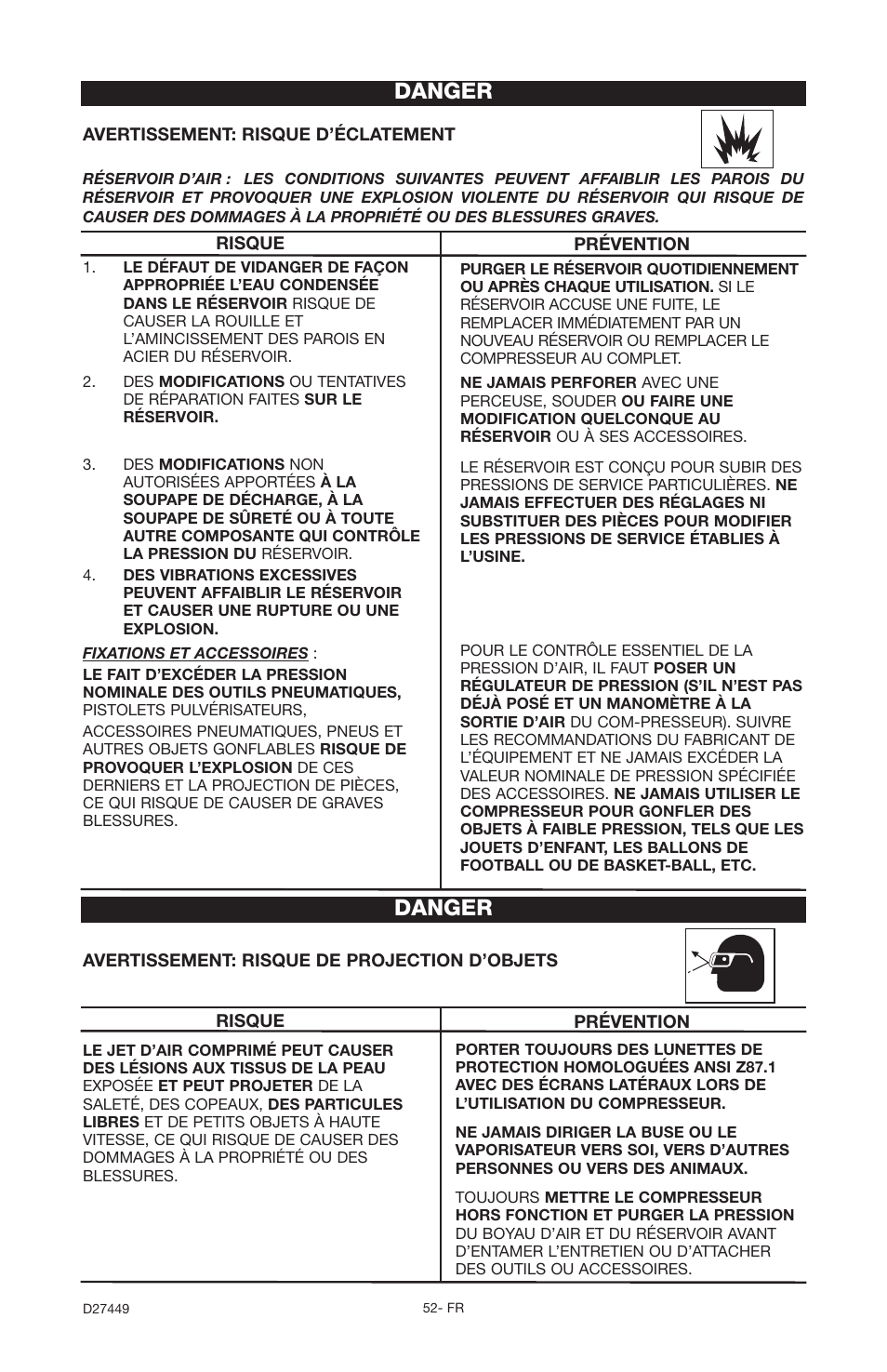 Danger | Delta 66-500-1 User Manual | Page 52 / 72