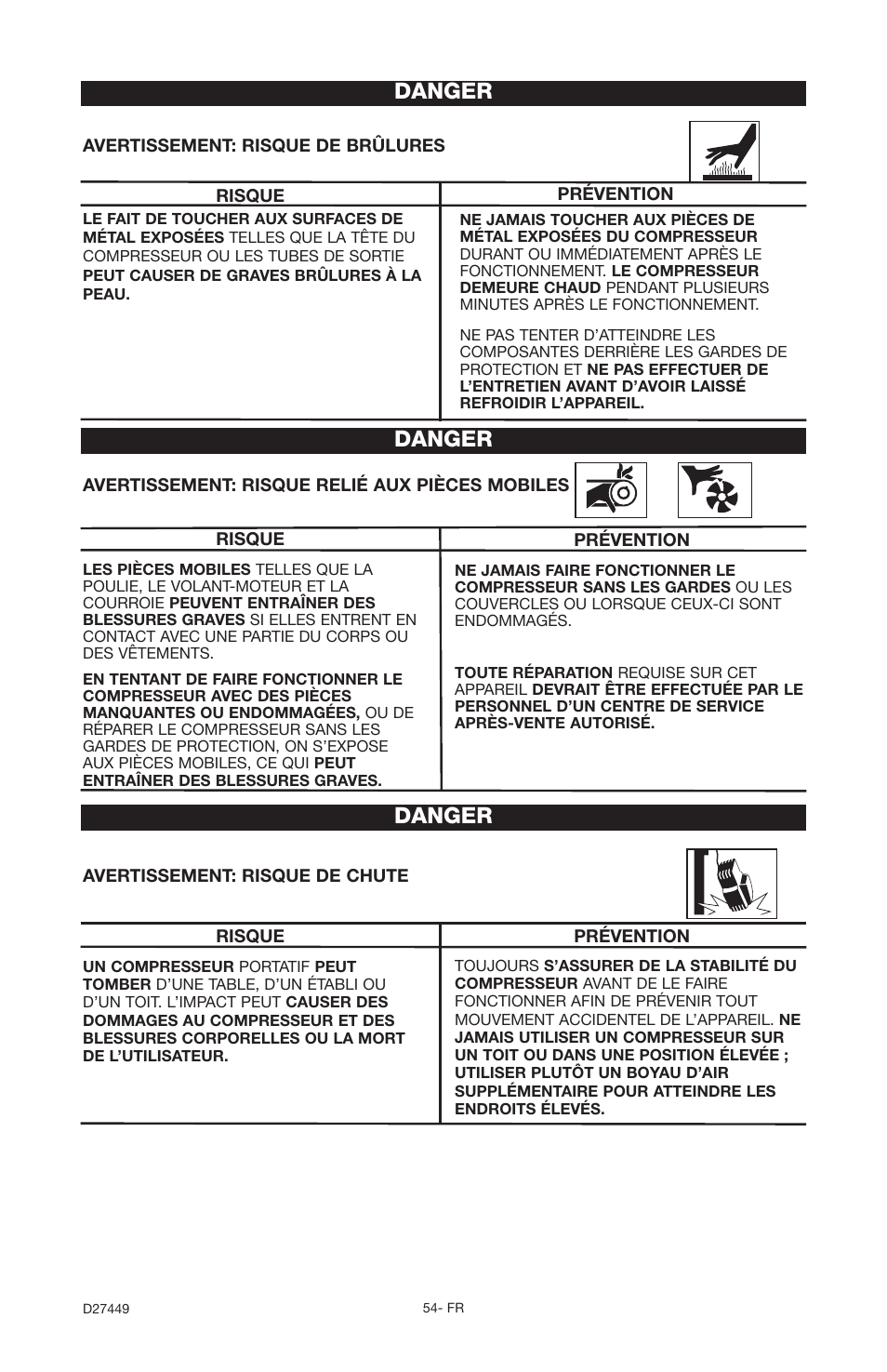 Danger | Delta 66-500-1 User Manual | Page 54 / 72