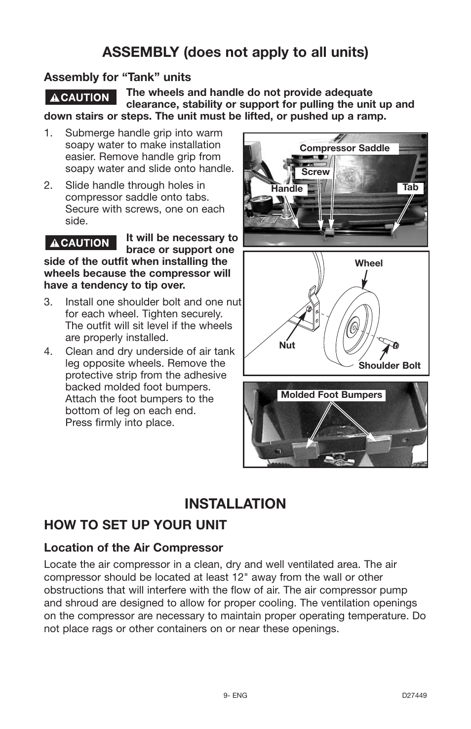 Installation, Assembly (does not apply to all units), How to set up your unit | Delta 66-500-1 User Manual | Page 9 / 72