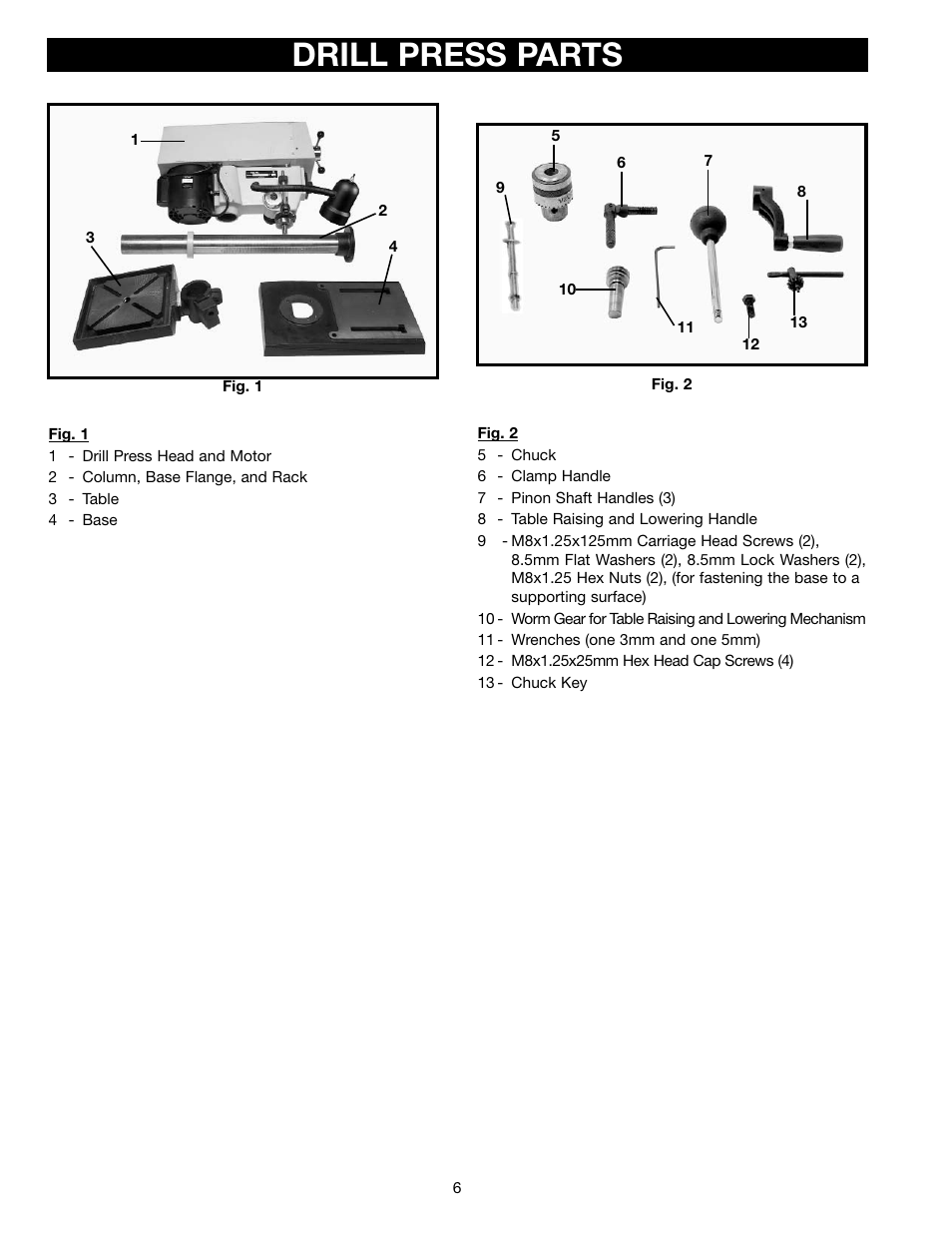 Drill press parts | Delta DP350 User Manual | Page 6 / 17