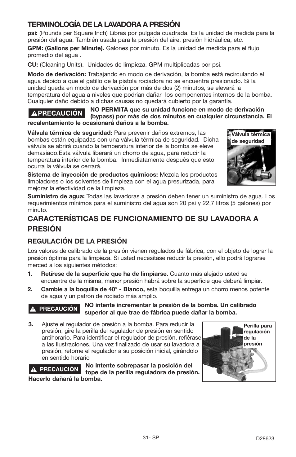 Terminología de la lavadora a presión | Delta D28623 User Manual | Page 31 / 64