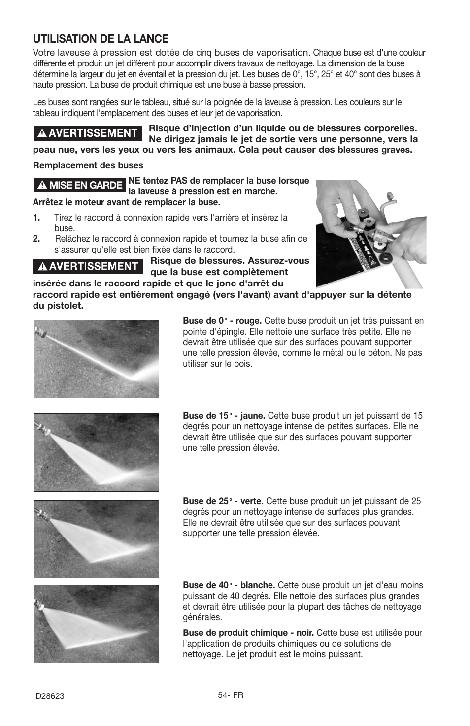 Utilisation de la lance | Delta D28623 User Manual | Page 54 / 64