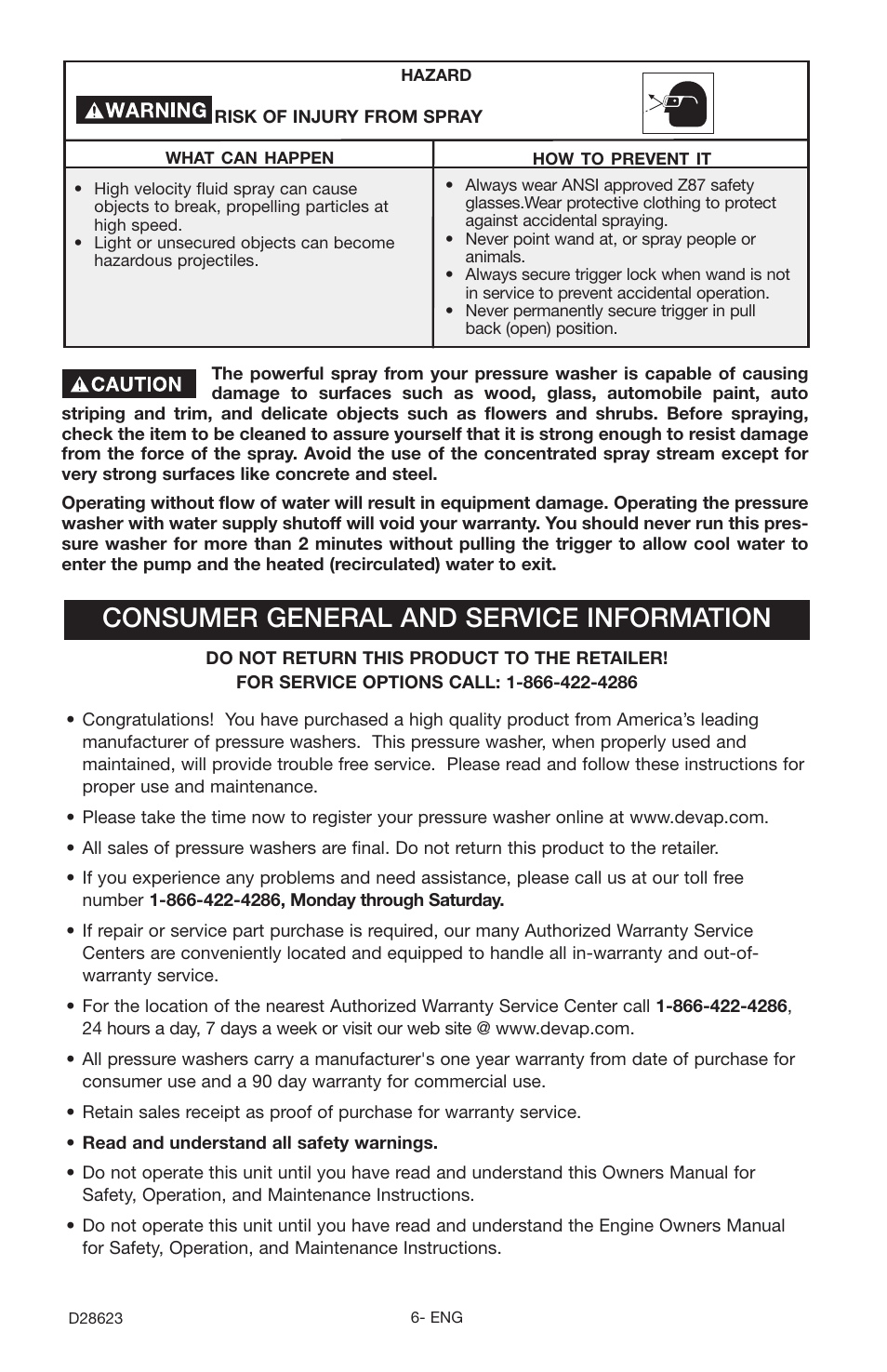 Consumer general and service information | Delta D28623 User Manual | Page 6 / 64