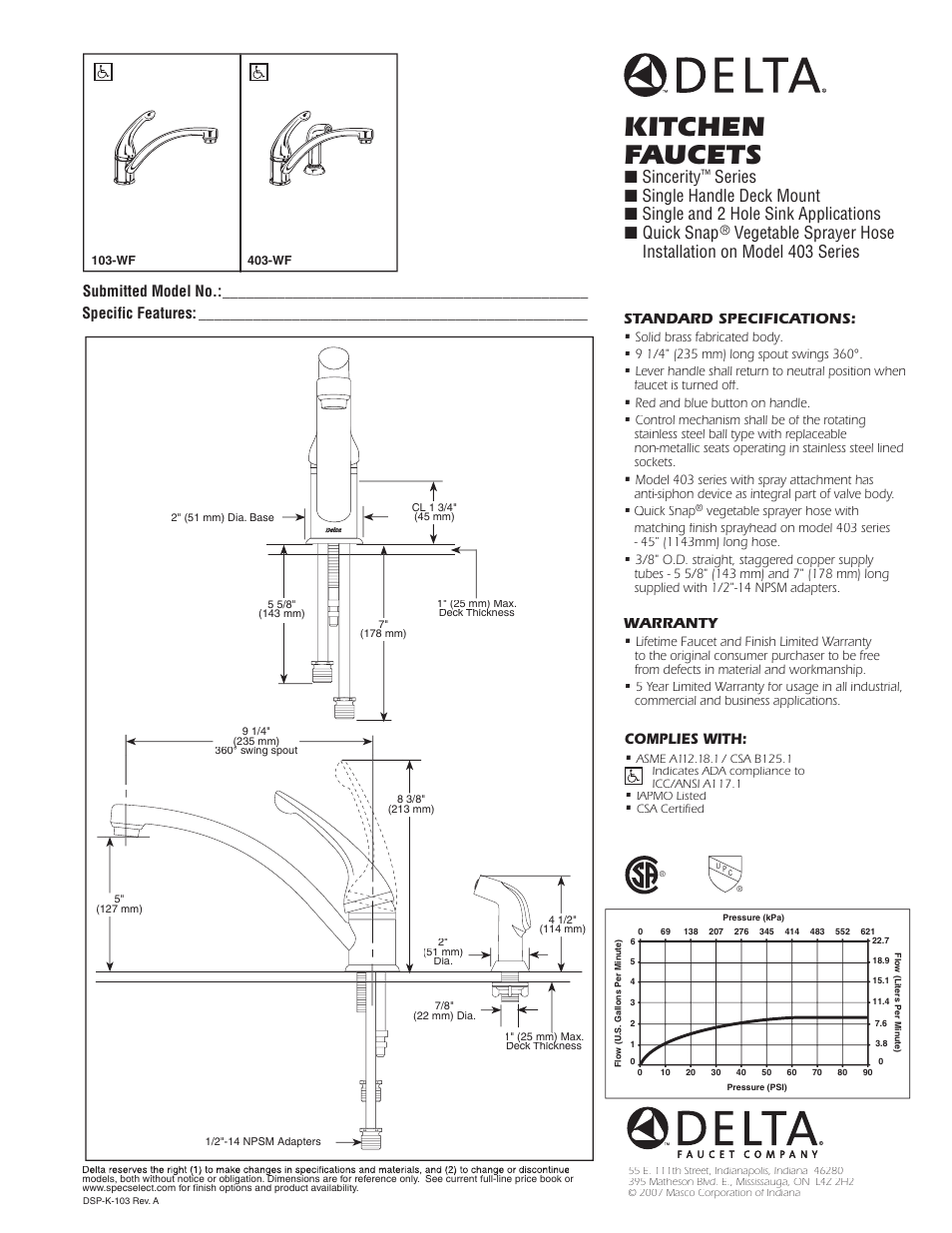 Delta 103-WF User Manual | 1 page