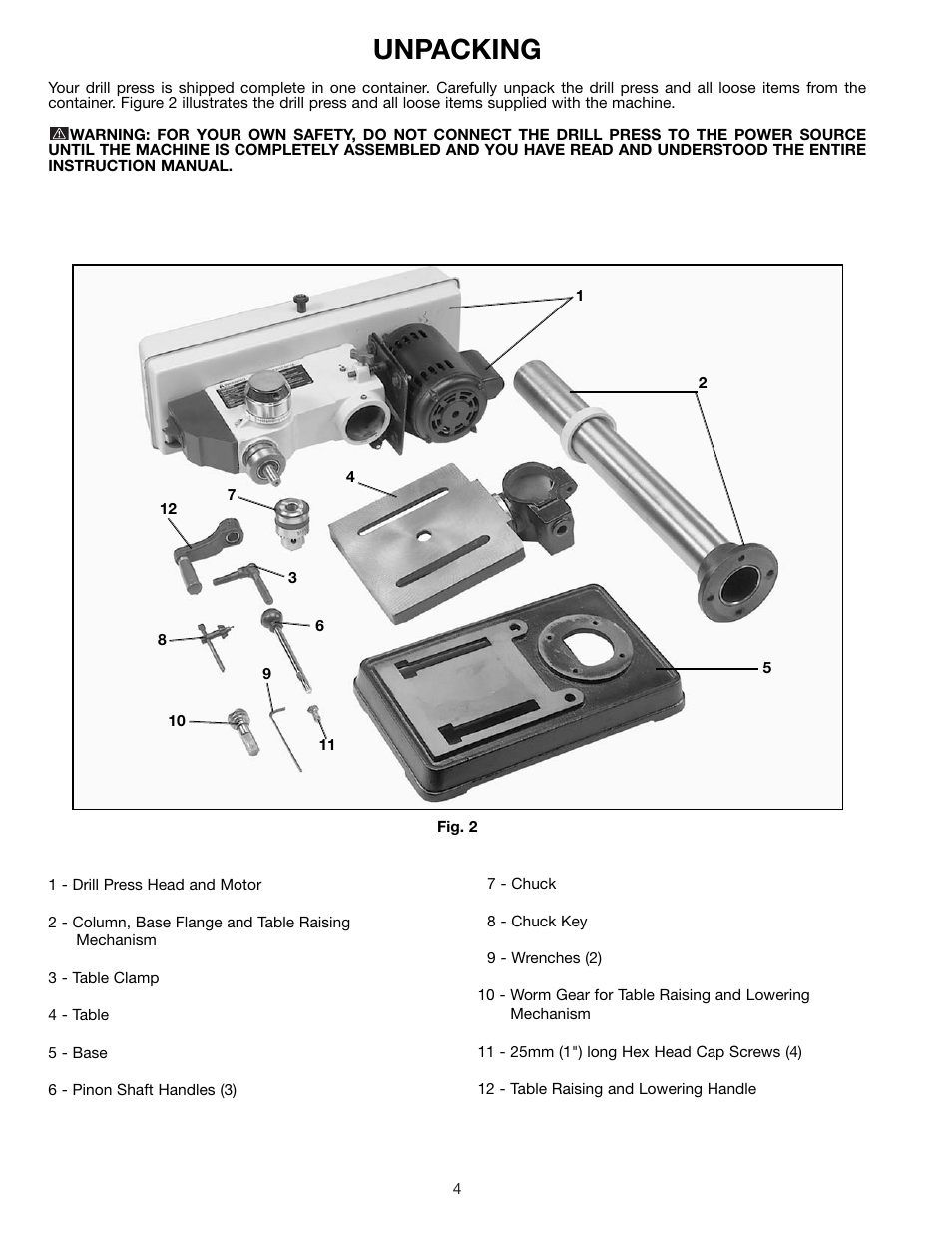 Unpacking | Delta 11-985 User Manual | Page 4 / 16