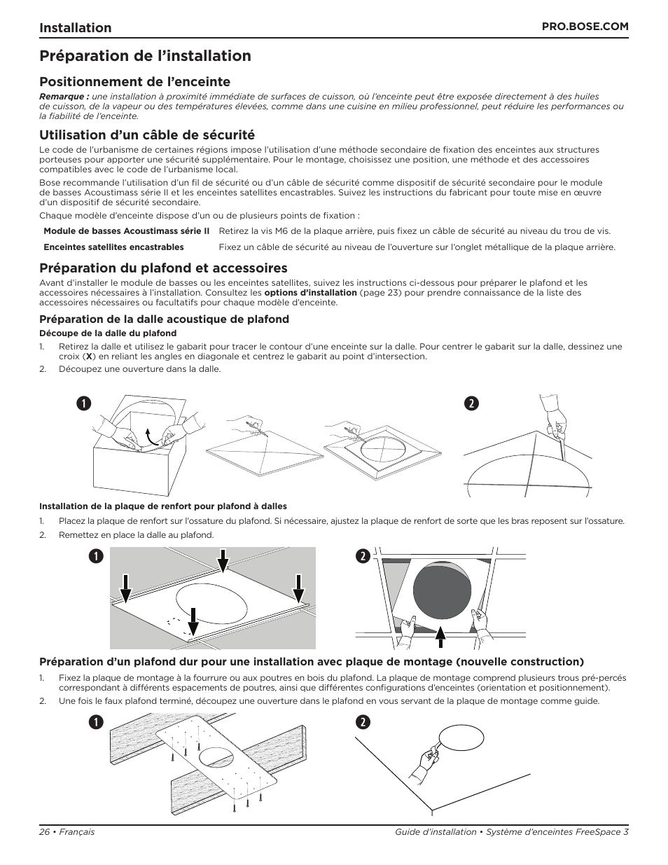 Qw q w, Préparation de l’installation | Bose Professional FreeSpace 3 Series II Acoustimass Subwoofer Module (Black) User Manual | Page 26 / 112